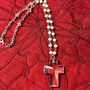 Cross Easter Swarovski Crystals Beads Glass Gift Necklace